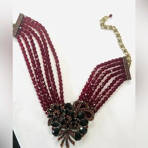 Heidi Daus VERY Vintage RARE Choker Necklace with red Swarovski Crystals